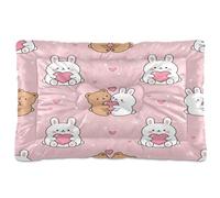 Waassud Lovely Rabbit Bear Tapis épais antidérapant et résistant à la mastication pour animaux domestiques pour chiens et chats Tapis de cage doux lavable pour sol canapé voiture 91,4 x 61 cm