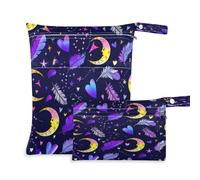 Waassud Moons Stars Sac de rangement réutilisable avec 2 poches zippées pour maillot de bain, vêtements de sport