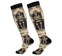 Waassud Paire de chaussettes de compression pour homme et femme Motif tête de mort 20-30 mmHg, multicolore, S-L