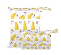 Waassud Pears and Bows Sac à couches réutilisable avec 2 poches à fermeture éclair pour maillot de bain, vêtements de sport