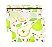 Waassud Pears Lot de 2 trousses à crayons transparentes avec fermeture éclair lisse pour classeur à 3 anneaux