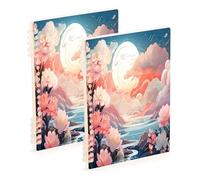 Waassud Pink Sky Lot de 2 carnets à spirales détachables avec motif nuages blancs pour le travail, l'université, 60 pages A5, fournitures de bureau