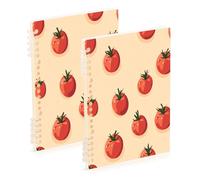 Waassud Red Tomatoes Lot de 2 carnets à spirales détachables pour le travail, l'université, 60 pages, fournitures de bureau A5