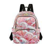 Waassud Red Wave Sac à dos léger et matelassé pour femme, sac à dos de voyage tendance pour travail, gym, université, taille S, multicolore, M, Moderne