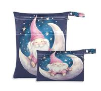 Waassud Sac à couches réutilisable avec 2 poches à fermeture éclair pour maillot de bain, vêtements de sport ou de sport Motif elfe au clair de lune, multicolore, Taille unique, Moderne