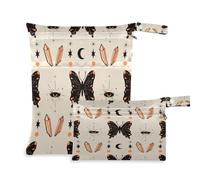 Waassud Sac à couches réutilisable avec 2 poches zippées pour maillot de bain et vêtements de sport Motif papillons noirs