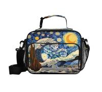 Waassud Sac à déjeuner The Starry Night Art pour homme et femme - Réutilisable - Isotherme - Avec bandoulière - Pour l'extérieur, les voyages, le travail