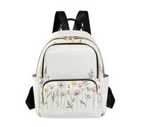 Waassud Sac à dos aquarelle prairie fleurs sauvages pour femme léger décontracté matelassé sac à dos de voyage tendance pour travail, gym, université, taille S, multicolore, S, Moderne