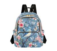 Waassud Sac à dos bleu oiseau sur un arbre mignon pour femme, léger, décontracté, matelassé, sac à dos de voyage tendance pour le travail, la gym, l'université, taille S, multicolore, M, Moderne