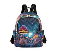 Waassud Sac à dos de nuit champignons pour femme - Léger et décontracté - Matelassé - Sac à dos de voyage tendance pour le travail, la gym, l'université - Taille S, multicolore, M, Moderne