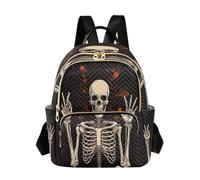 Waassud Sac à dos d'Halloween motif tête de mort pour femme, léger, décontracté, matelassé, sac à dos de voyage tendance pour le travail, la gym, l'université, taille S, multicolore, M, Moderne