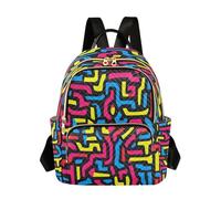 Waassud Sac à dos labyrinthe vibrant pour femme, léger, décontracté, matelassé, sac à dos de voyage tendance pour le travail, la gym, l'université, taille S, multicolore, M, Moderne