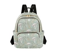 Waassud Sac à dos léger et décontracté matelassé motif champignons blancs pour femme, sac à dos de voyage tendance pour le travail, la gym, l'université, taille S, multicolore, S, Moderne