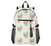 Waassud Sac à dos léger pour ordinateur portable de 20 l avec compartiment pour ordinateur portable de 14", motif flamants roses avec couronne, pour l'université, le travail, les affaires, l'extérieur