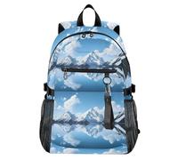 Waassud Sac à dos léger pour ordinateur portable de 20 l avec compartiment pour ordinateur portable de 14", motif montagnes enneigées, sac à dos léger pour l'université, le travail, les affaires en
