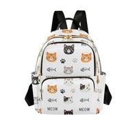 Waassud Sac à dos mignon Cat Meow pour femme, léger, décontracté, matelassé, sac à dos de voyage tendance pour le travail, la gym, l'université, taille S, multicolore, S, Moderne