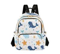 Waassud Sac à dos mignon en forme de baleines pour femme, léger, décontracté, matelassé, sac à dos de voyage tendance pour le travail, la gym, l'université, taille S, multicolore, M, Moderne