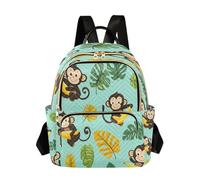Waassud Sac à dos mignon singe pour femme léger décontracté matelassé sac à dos de voyage tendance pour le travail, la gym, l'université, taille S, multicolore, M, Moderne