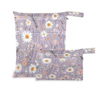 Waassud Sac à langer humide de fleurs sauvages colorées pastel, sacs à langer réutilisables, sacs à langer avec 2 poches zippées pour maillot de bain, vêtements de gym, multicolore, taille unique,