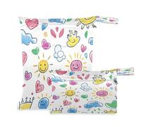 Waassud Sac à langer humide Design Sun and Smile Sac à langer réutilisable Sac à langer avec 2 poches zippées pour maillot de bain vêtements de gym, multicolore, taille unique, moderne, Multicolore,