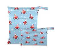 Waassud Sac à langer réutilisable avec 2 poches à fermeture éclair pour maillot de bain, vêtements de sport et vêtements de sport Motif Père Noël