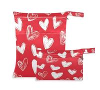 Waassud Sac à langer réutilisable avec 2 poches zippées pour maillot de bain et vêtements de sport Motif cœurs dessinés à la main, multicolore, Taille unique, Moderne