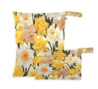Waassud Sac étanche réutilisable avec 2 poches à fermeture éclair pour maillot de bain, vêtements de sport - Narcisse, multicolore, Taille unique, Moderne