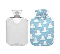 Waassud Snowy Bears Bouillotte avec housse souple pour soulager la douleur, coussin chauffant pour le cou et les épaules, taille S