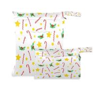 Waassud Stars and Canes Sac à langer réutilisable avec 2 poches à fermeture éclair pour maillot de bain, vêtements de sport