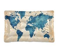 Waassud Tapis épais antidérapant et résistant à la mastication avec carte du monde à l'aquarelle pour animaux de compagnie, chiens, chats, tapis de cage doux et lavable pour sol, canapé, voiture, 91,4
