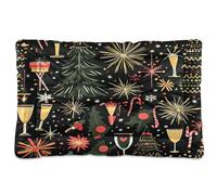 Waassud Tapis épais antidérapant et résistant à la mastication avec motif de Nouvel An avec feux d'artifice pour chien et chat - Doux et lavable - Pour sol, canapé, voiture - 45,7 x 61 cm