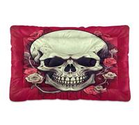 Waassud Tapis épais antidérapant et résistant à la mastication avec motif tête de mort et rose rouge pour animal domestique, doux, lavable, pour sol, canapé, voiture, 91,4 x 61 cm