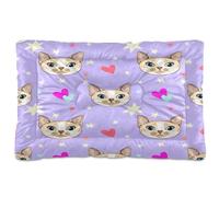 Waassud Tapis épais antidérapant et résistant à la mastication avec visages de chat et cœurs pour animaux domestiques, doux et lavable pour sol, canapé, voiture, 45,7 x 61 cm