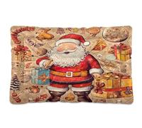 Waassud Tapis épais antidérapant et résistant à la mastication - Motif Père Noël avec griffonnage - Doux et lavable - Pour sol, canapé, voiture - 45,7 x 61 cm