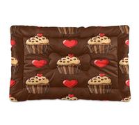Waassud Tapis épais antidérapant et résistant à la mastication pour chiens et chats - Motif cœurs et cupcakes - Tapis de cage doux et lavable pour sol, canapé, voiture, 91,4 x 61 cm