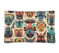 Waassud Tapis épais antidérapant et résistant à la mastication pour chiens et chats - Motif masques tribaux colorés, doux et lavable - Tapis de cage pour sol, canapé, voiture - 45,7 x 61 cm