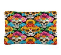 Waassud Tapis épais antidérapant et résistant à la mastication pour chiens et chats - Motif tête de mort et tournesols - Doux et lavable - Pour sol, canapé, voiture - 45,7 x 61 cm