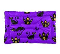 Waassud Tapis épais antidérapant et résistant à la mastication pour chiens et chats noirs avec châteaux - Doux et lavable - Pour sol, canapé, voiture - 45,7 x 61 cm