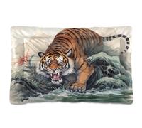 Waassud Tiger Descends - Lit épais antidérapant et résistant à la mastication pour animaux de compagnie, chiens, chats, doux et lavable, tapis de cage pour sol, canapé, voiture, 91,4 x 61 cm