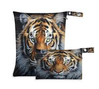 Waassud Tiger Head Sac réutilisable pour couches humides/sèches avec 2 poches zippées pour maillot de bain, vêtements de sport