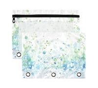 Waassud Trousse à crayons aquarellables avec gouttes de pluie pour classeurs à 3 anneaux, lot de 2 étuis lisses avec fermeture éclair, matière scolaire transparente, multicolore, one sizex2,