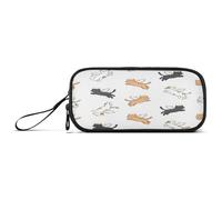 Waassud Trousse à crayons avec motif chats anges - Grande capacité - 3 compartiments - Trousse à crayons en nylon avec fermeture éclair pour bureau ou artiste
