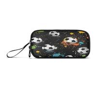 Waassud Trousse à crayons de grande capacité avec fermeture éclair pour bureau Motif ballon de football, Multicolore, Trousse à crayons