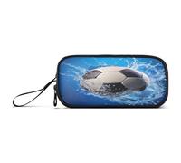Waassud Trousse à crayons de grande capacité avec motif ballon de football et éclaboussures d'eau - Trousse à crayons esthétique avec fermeture éclair pour bureau, Multicolore, Trousse à crayons