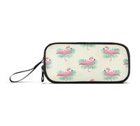 Waassud Trousse à crayons flamants roses avec couronne - Grande capacité - 3 compartiments - En nylon - Fermeture éclair - Pour bureau ou artiste