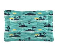 Waassud Turquoise Ocean Palm Trees Lit épais antidérapant et résistant à la mastication pour animaux de compagnie, chiens, chats, tapis de cage doux et lavable pour sol, canapé, voiture, 91,4 x 61 cm