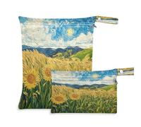 Waassud Van Gogh's Fields Sac de rangement réutilisable avec 2 poches zippées pour maillot de bain, vêtements de sport