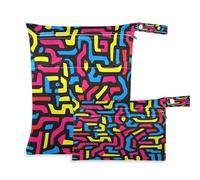 Waassud Vibrant Maze Wet Dry Bag Sac à langer réutilisable avec 2 poches zippées pour maillot de bain, vêtements de gym, multicolore, taille unique, multicolore, Taille unique, Moderne
