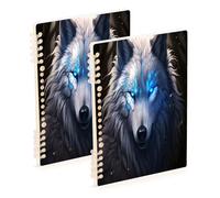 Waassud Wolf Lot de 2 cahiers à spirale détachables lignés pour le travail, l'université, 60 pages, format A5, fournitures de bureau