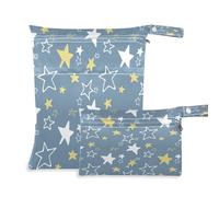 Waassud Yellow and Stars Sac à couches réutilisable avec 2 poches zippées pour maillot de bain, vêtements de sport